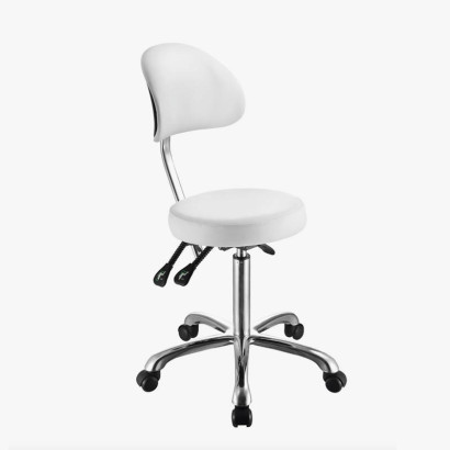 Taburete de trabajo con respaldo COMFORT - Blanco