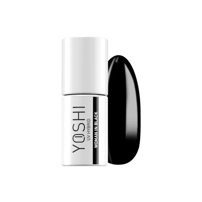 UV VARNISH 605 – WOMAN IN BLACK - Esmalte híbrido UV/LED, negro profundo clásico, colección Essence