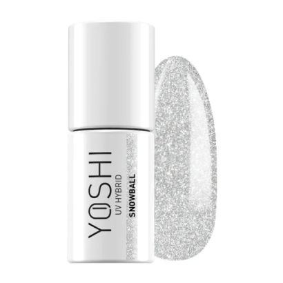 UV VARNISH 621 – SNOWBALL - Esmalte híbrido UV/LED, plata brillante con purpurina, colección Holly Holiday