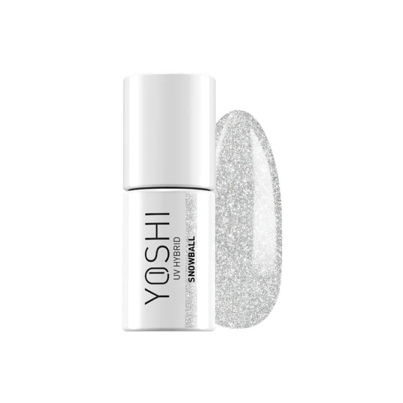 UV VARNISH 621 – SNOWBALL - Esmalte híbrido UV/LED, plata brillante con purpurina, colección Holly Holiday