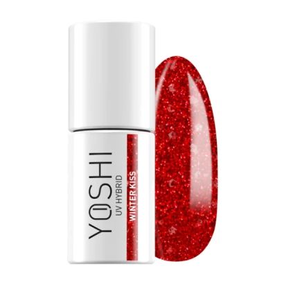 UV VARNISH 624 – WINTER KISS - Esmalte híbrido UV/LED, rojo sensual con purpurina, colección Holly Holiday