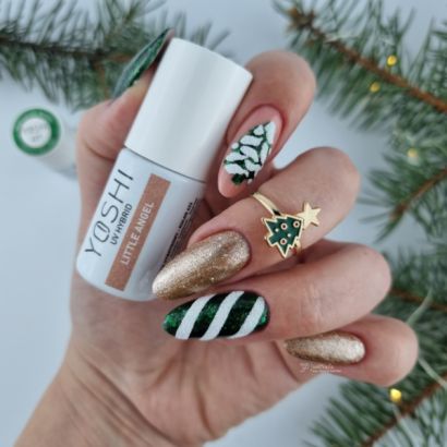UV VARNISH 622 – LITTLE ANGEL - Esmalte híbrido UV/LED, dorado sutil brillante, colección Holly Holiday