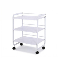 AIDY - Carrito estético metálico blanco con 3 estantes de madera