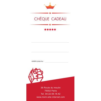 Chèque Cadeau Rect/Verso + PERSONNALISATION