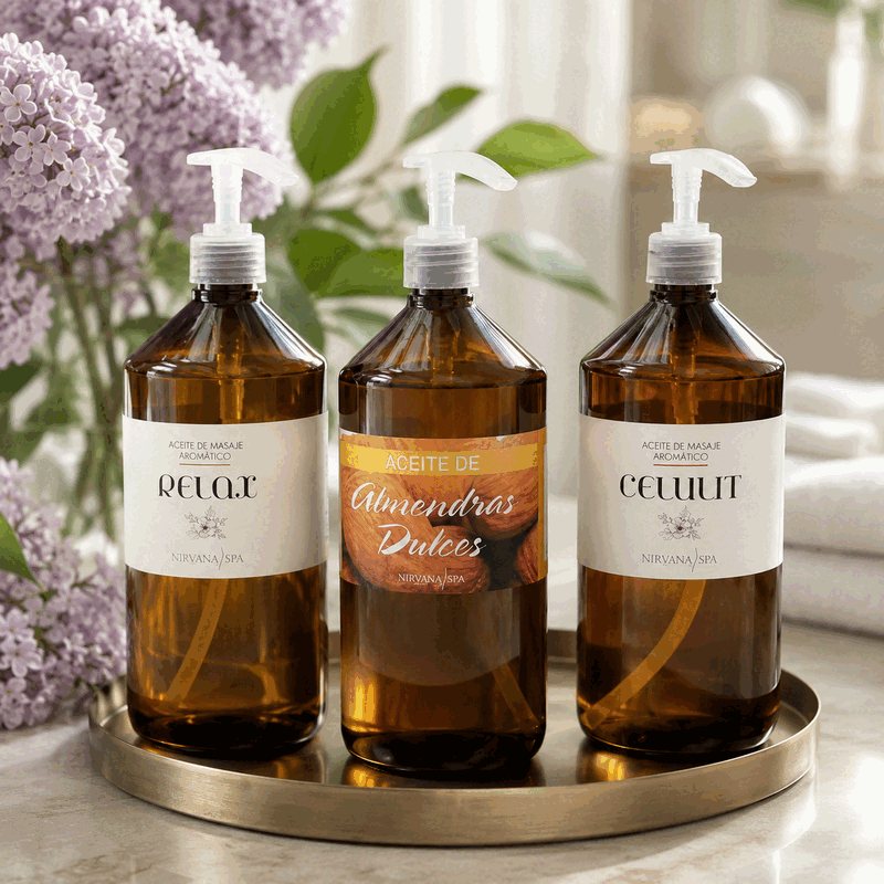 Aceites de masaje aromáticos Nirvana Spa - Activa, Cellut, Cereza, Tensor